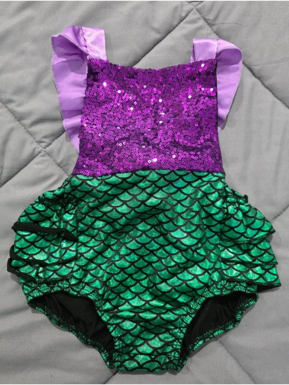 Girls size 12 months Little Mermaid Costume Onsie Romper Ties in Back